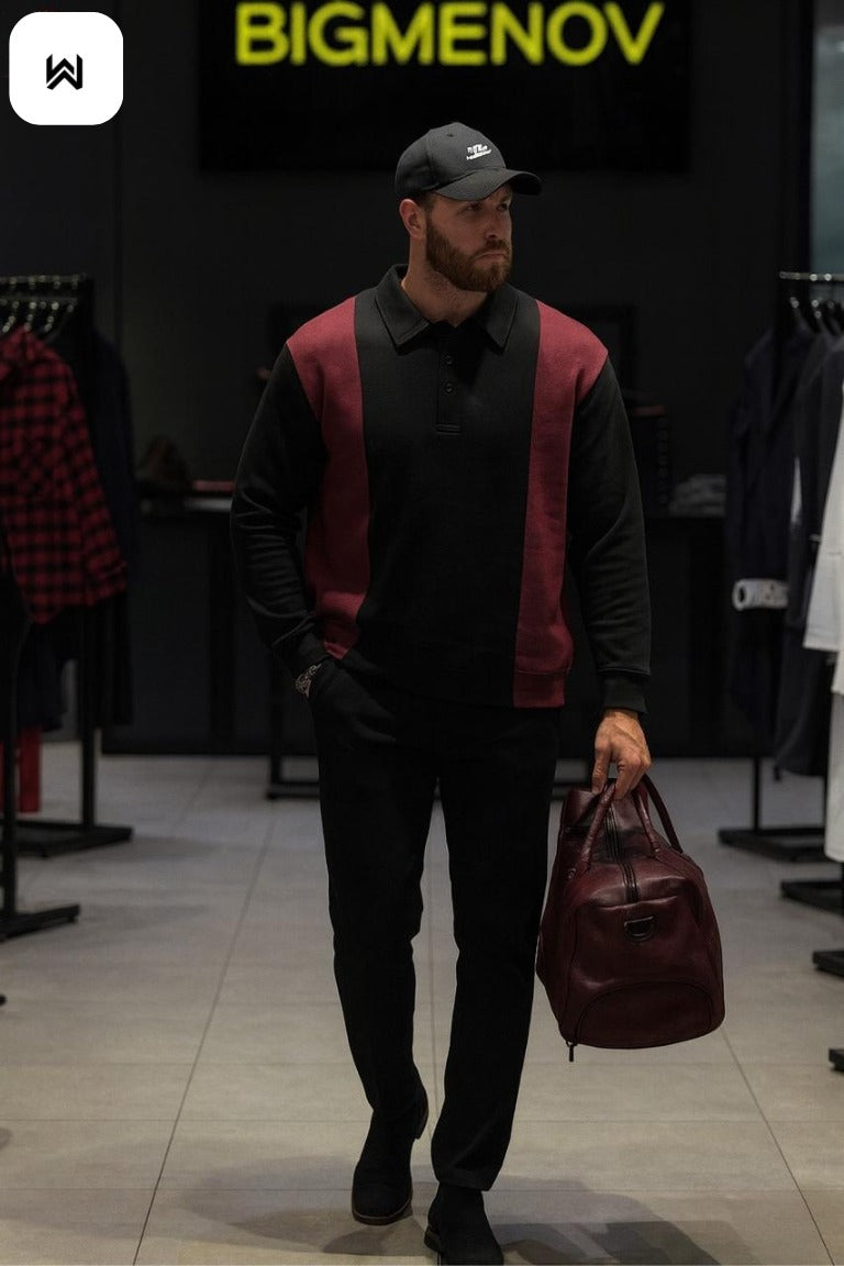 Panel Style Collor Sweatshirt