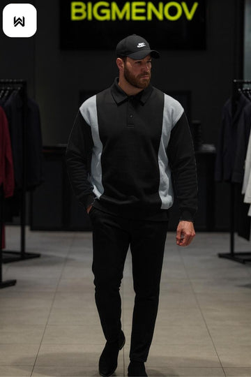 Panel Style Collor Sweatshirt